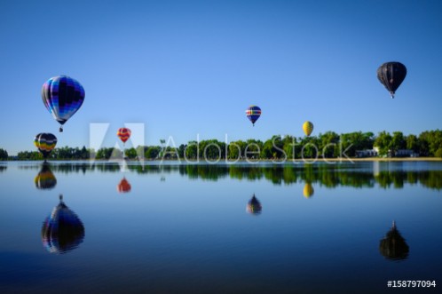 Picture of Hot Air Balloon Reflection in Lake